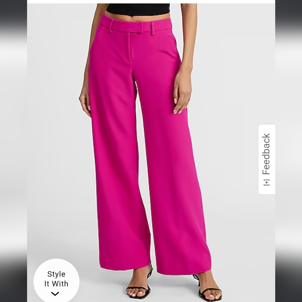 Express Editor Relaxed Mid-Rise Trouser Neon Berry Size 10